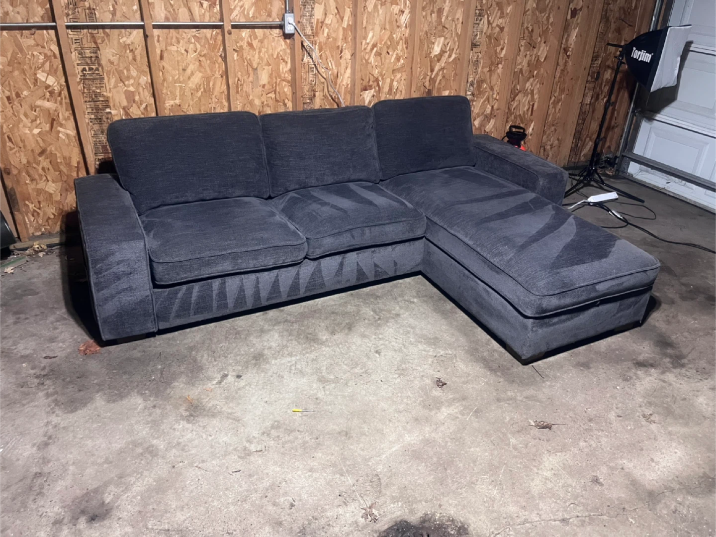 FREE DELIVERY - Gray Sectional Sofa W/Storage Chaise - photo 2