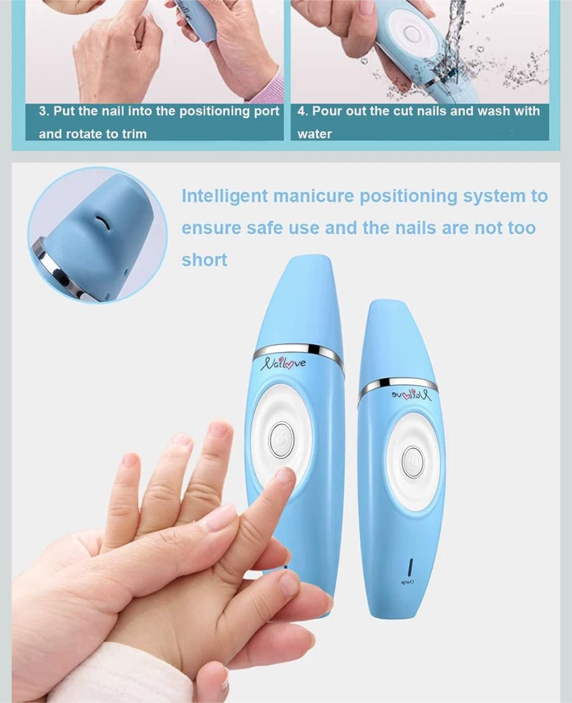 Nailove Electric Nail Clipper Blue USB Rechargeable - photo 4