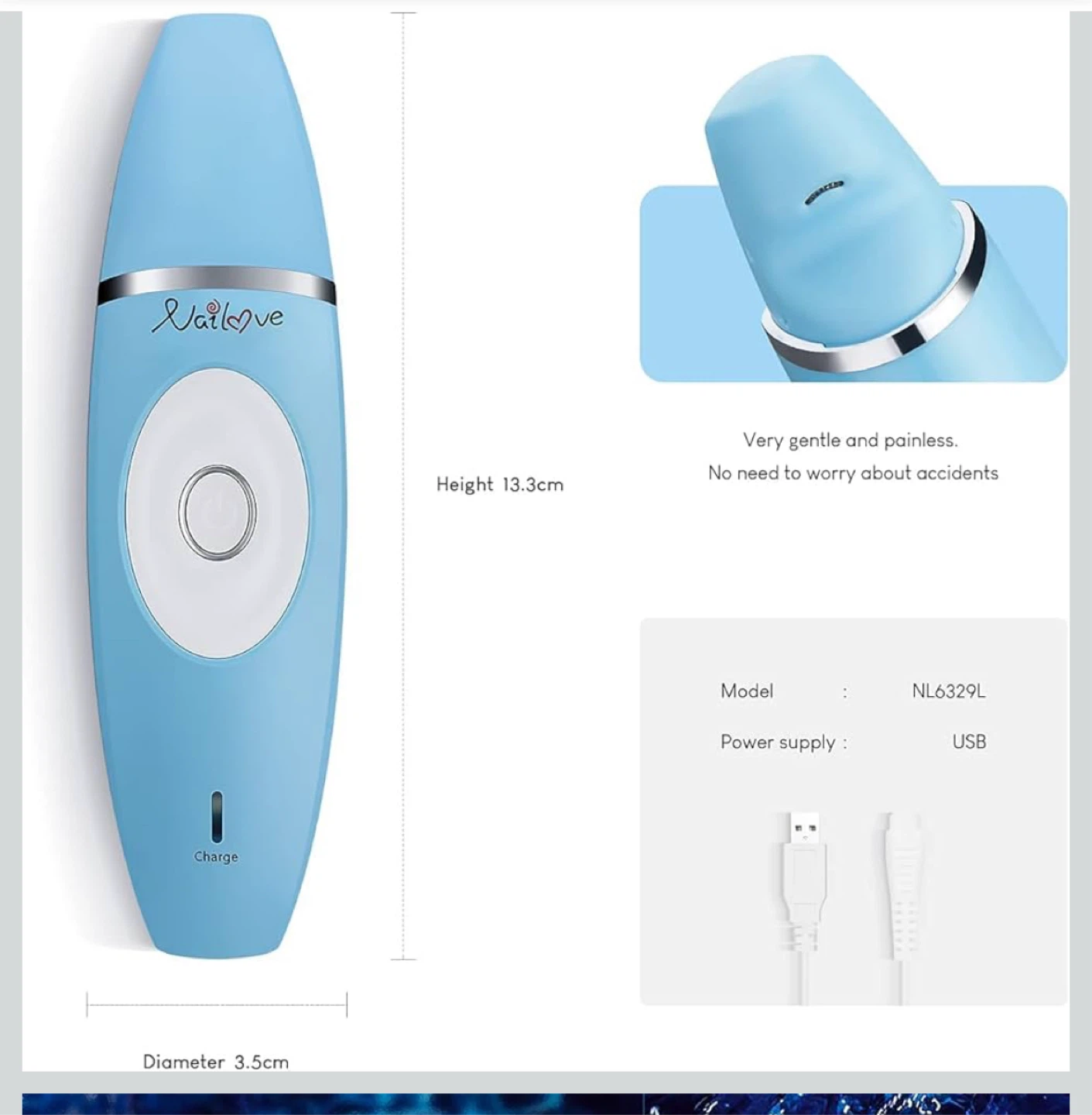 Nailove Electric Nail Clipper Blue USB Rechargeable - photo 2
