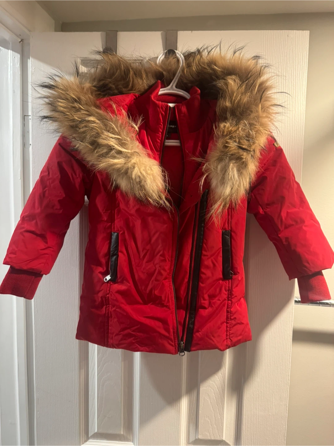 Mackage Red Down Parka with Fur Hood