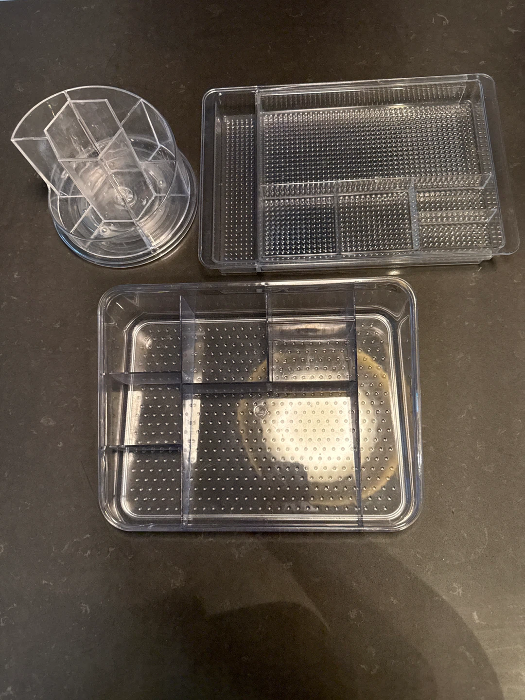 Clear Plastic Makeup Organizer Set