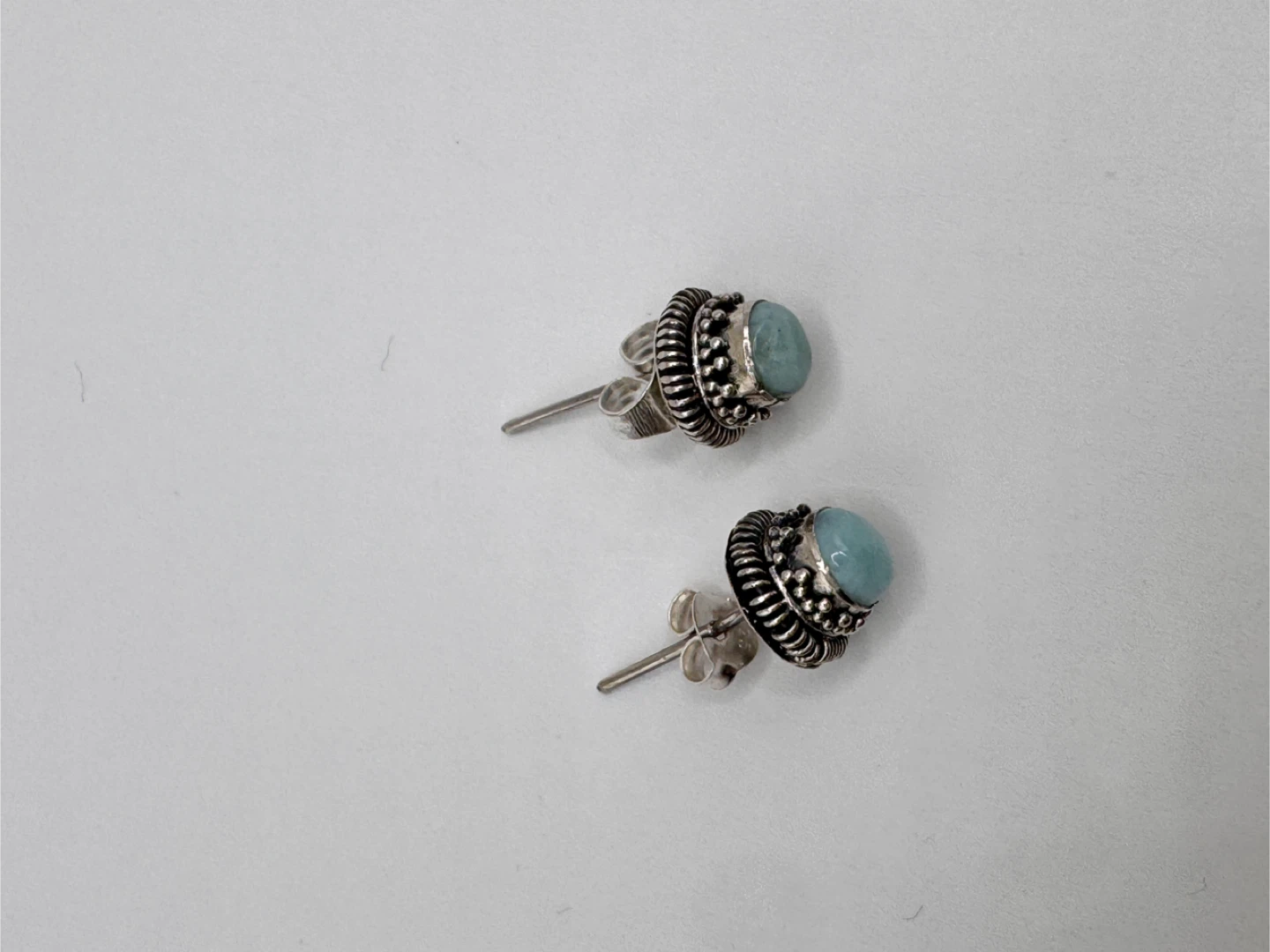Light Blue Stone (Larimar) Stud Earrings with Silver 925 - photo 4