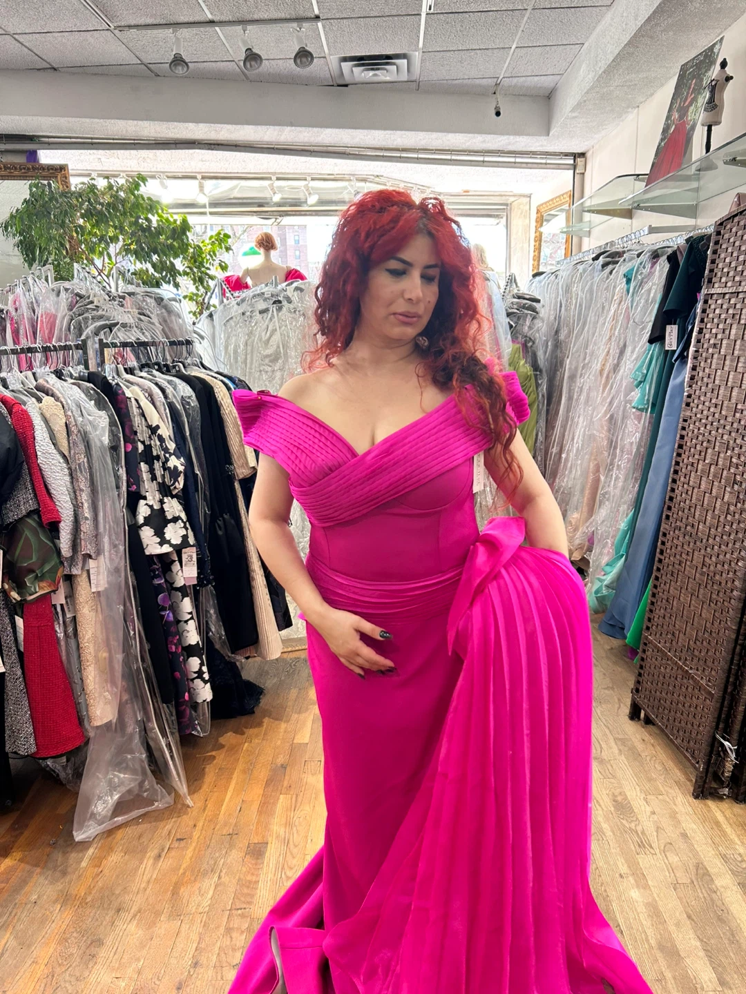 Women's Off-the-Shoulder Pink Gown