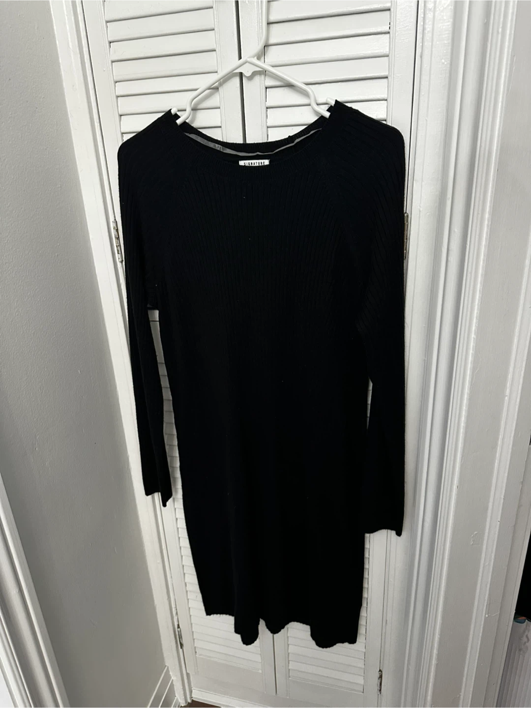 Signature by Reitmans Black Ribbed Sweater Dress - Size L - photo 2