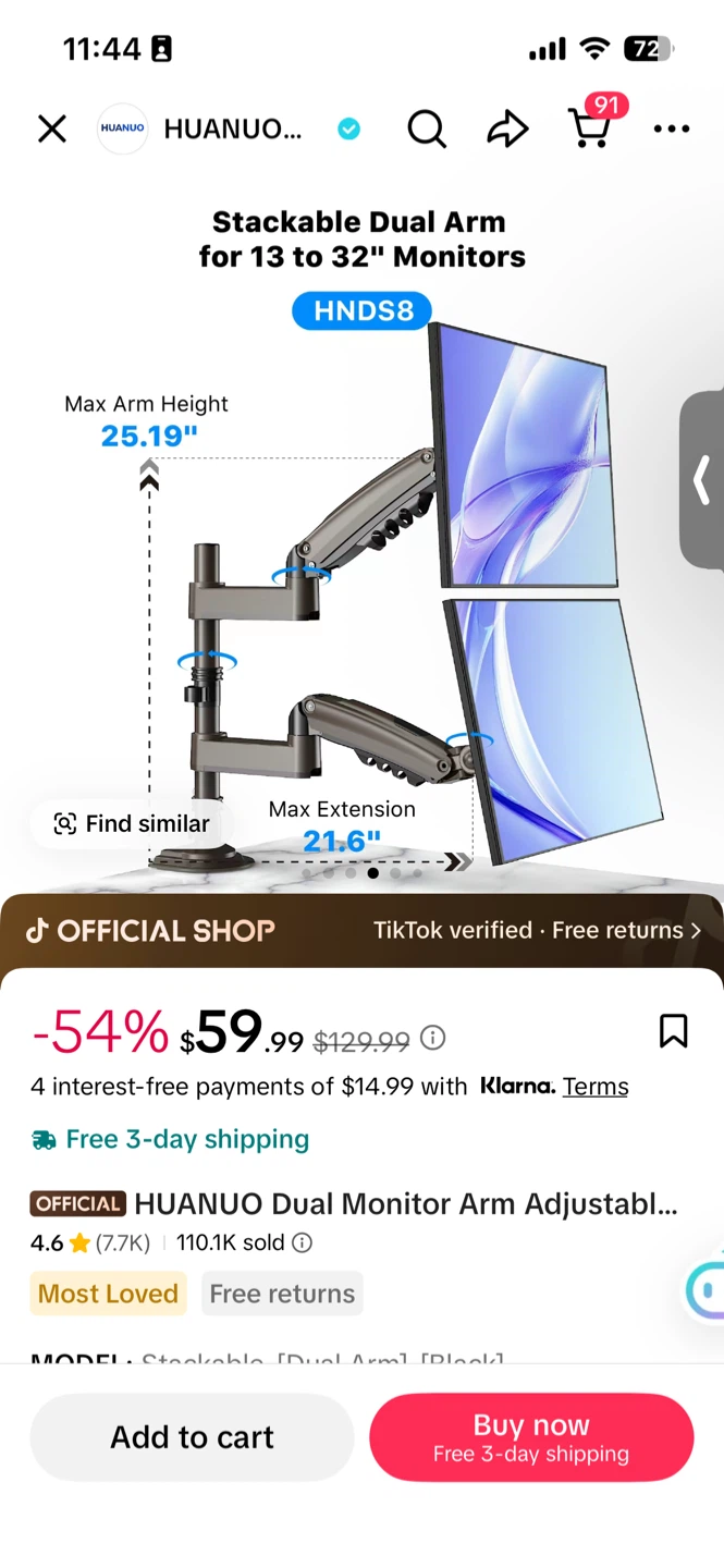 HUANUO HNDS8 Desk Monitor Arm