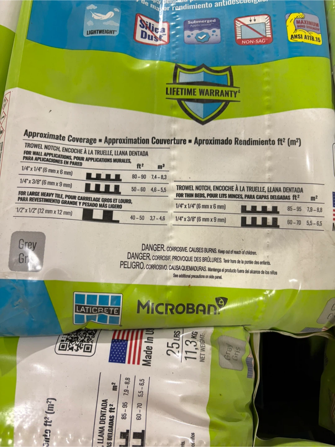 Laticrete Multimax Lite Adhesive Mortar Grey 25 lbs