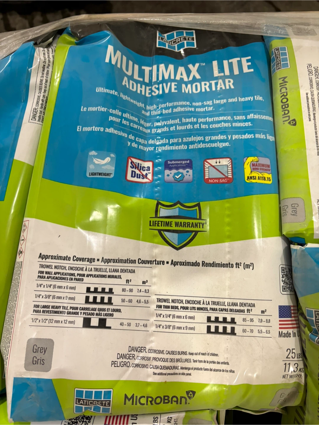 Laticrete Multimax Lite Adhesive Mortar Grey 25 lbs - photo 2