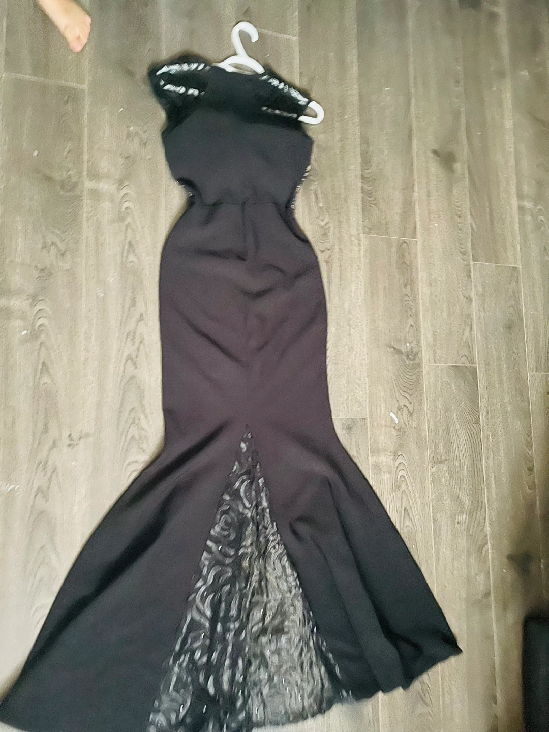 Black Lace Embellished Evening Gown - photo 3