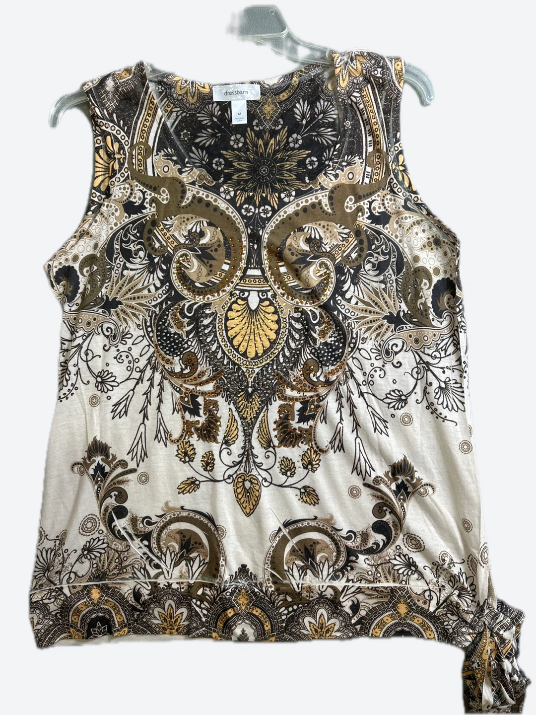 Dressbarn Women's Sleeveless Boho Print Top - Size M