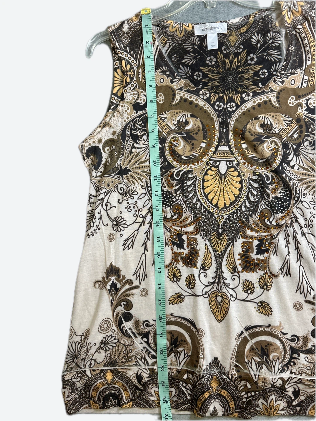 Dressbarn Women's Sleeveless Boho Print Top - Size M - photo 4