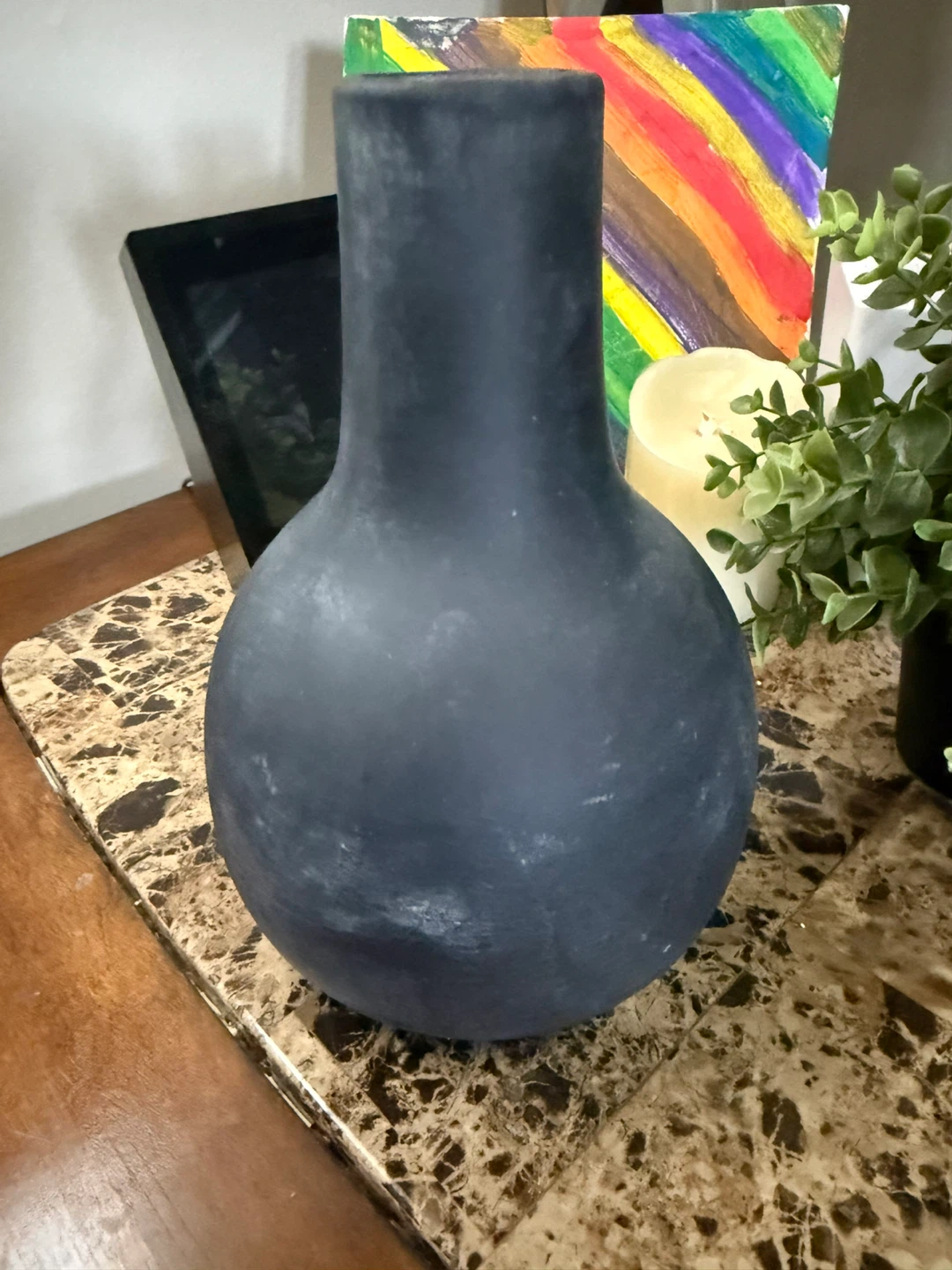 Matte Black Round Vase