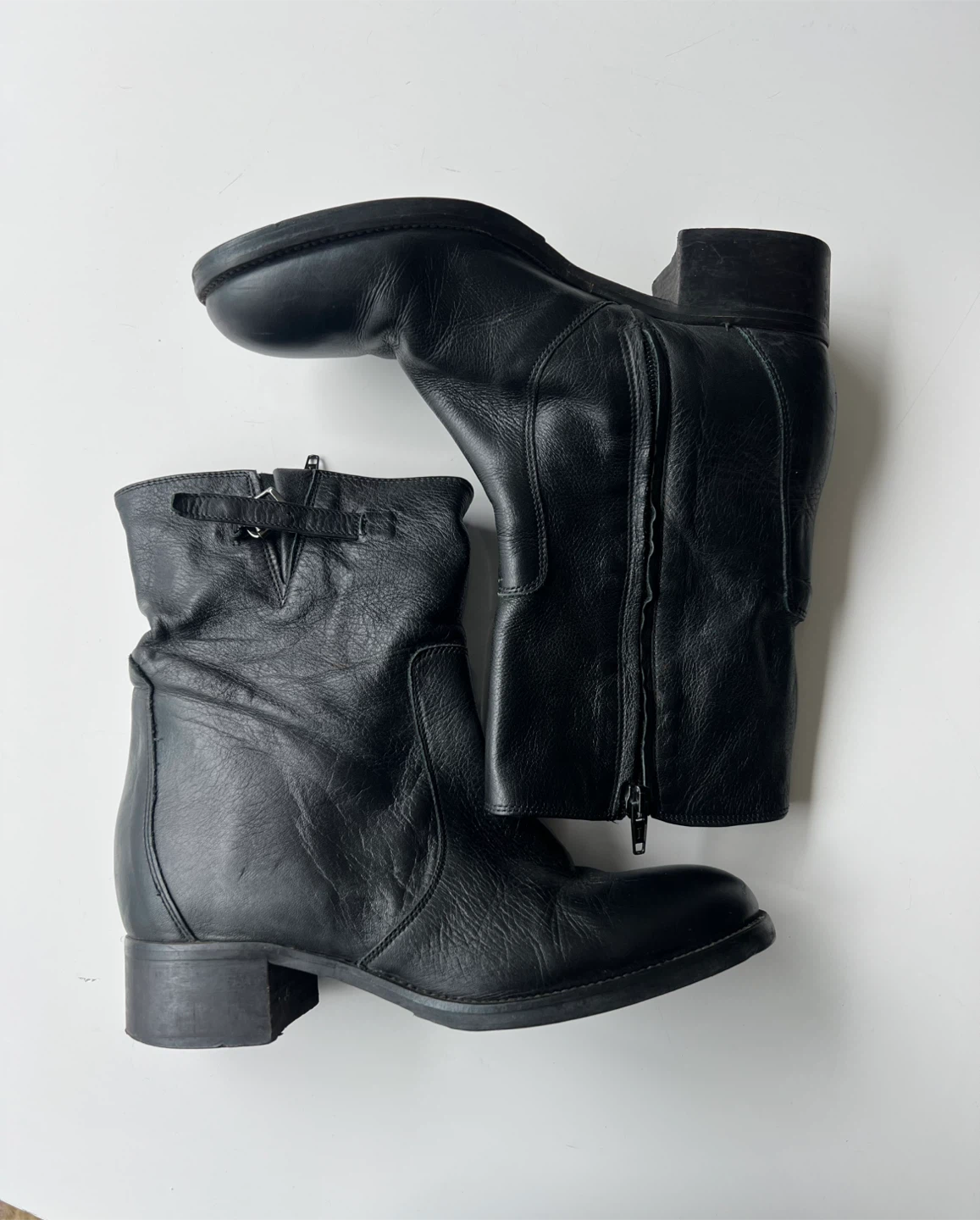 Black Leather Boots - Size 38