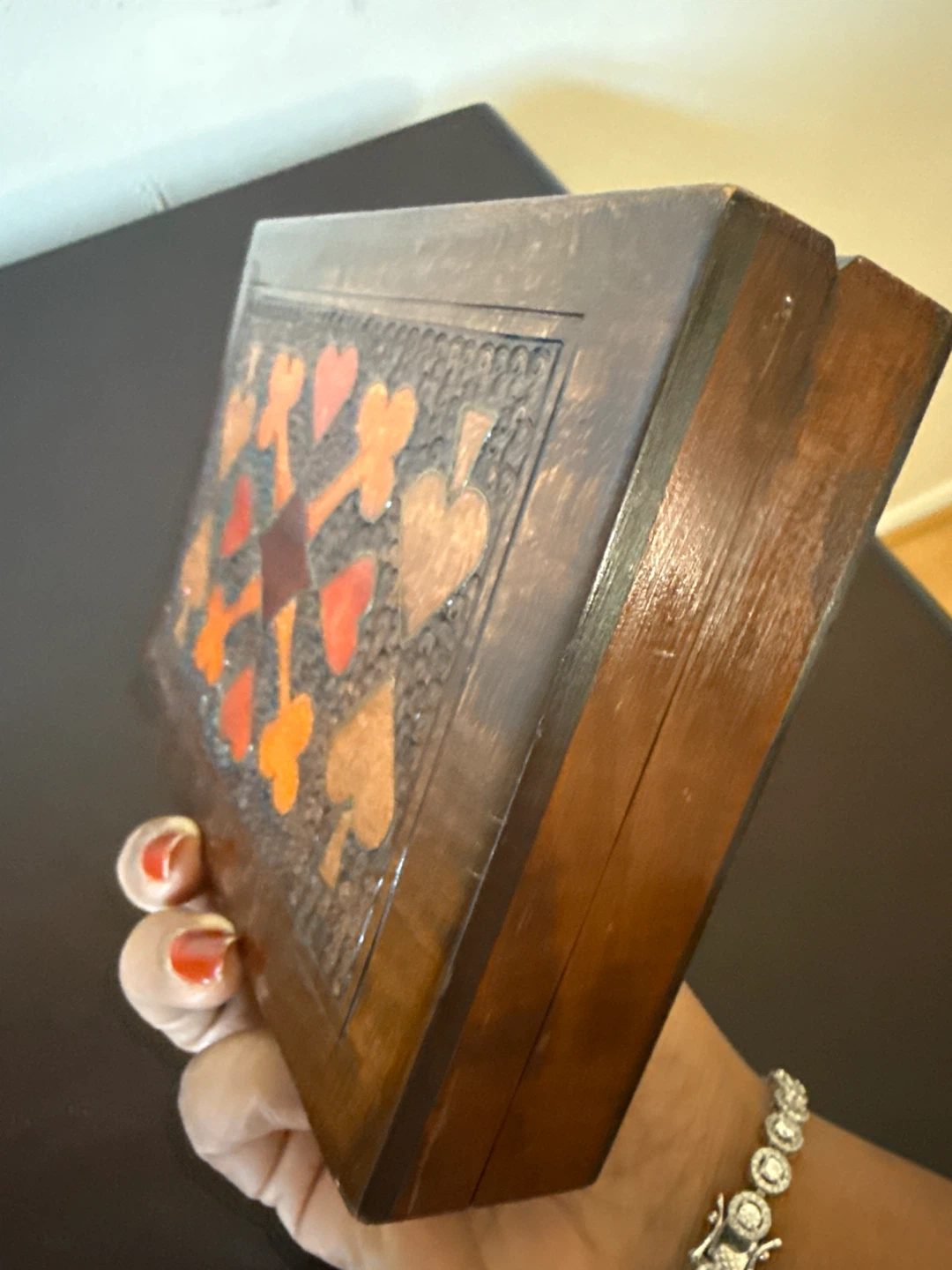 Wooden Decorative Box with Playing Card Motifs - photo 3