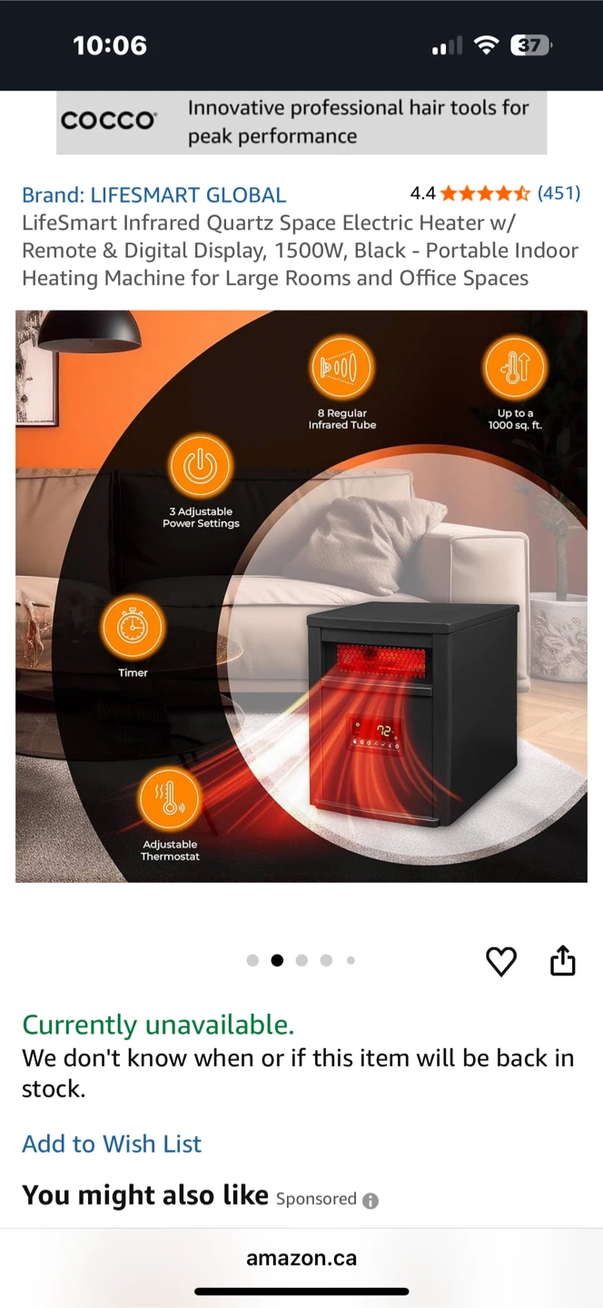 LifeSmart Global COOL TOUCH-4 Infrared Heater w/ Remote - photo 5