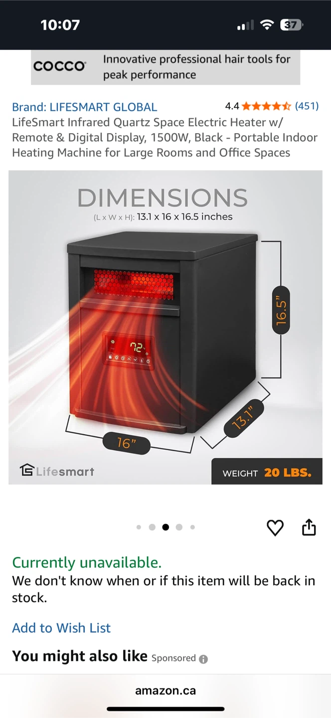 LifeSmart Global COOL TOUCH-4 Infrared Heater w/ Remote - photo 4