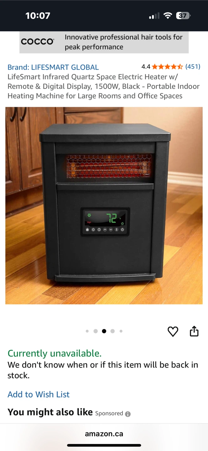 LifeSmart Global COOL TOUCH-4 Infrared Heater w/ Remote - photo 3