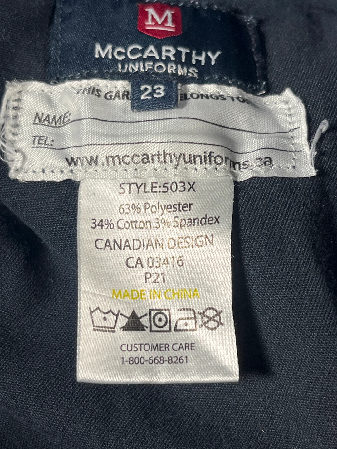 McCarthy Uniforms Style 503X Pants Size 23 - photo 3