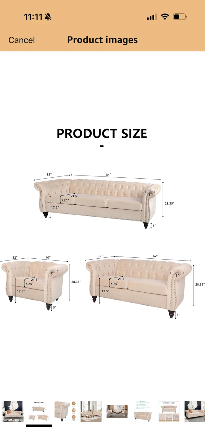Tufted Velvet Beige Loveseat Sofa - less than a year old - photo 4