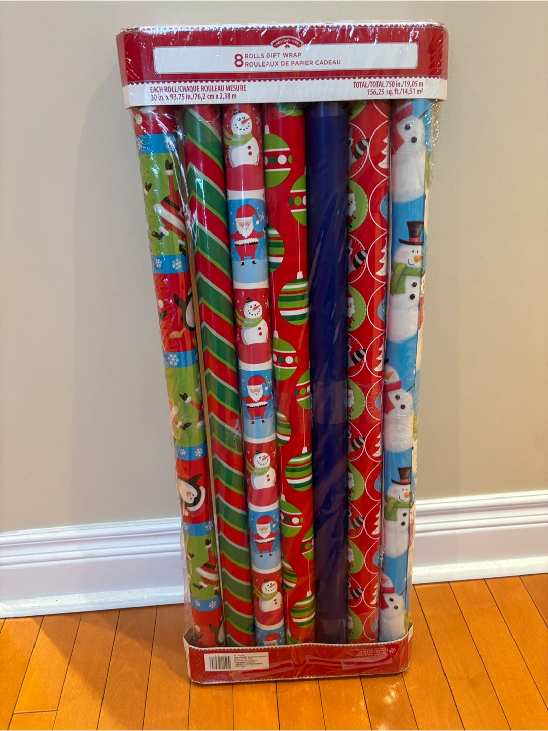 Holiday Time 8 Rolls Christmas Gift Wrap