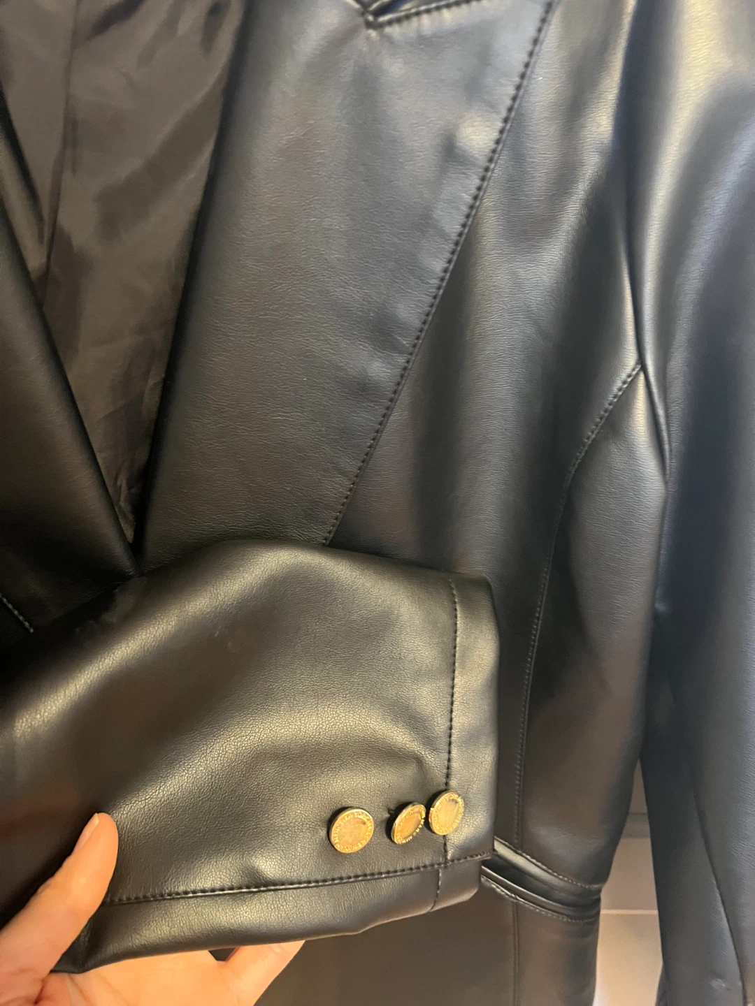 Marc New York Faux Leather Double-Breasted Blazer - photo 3