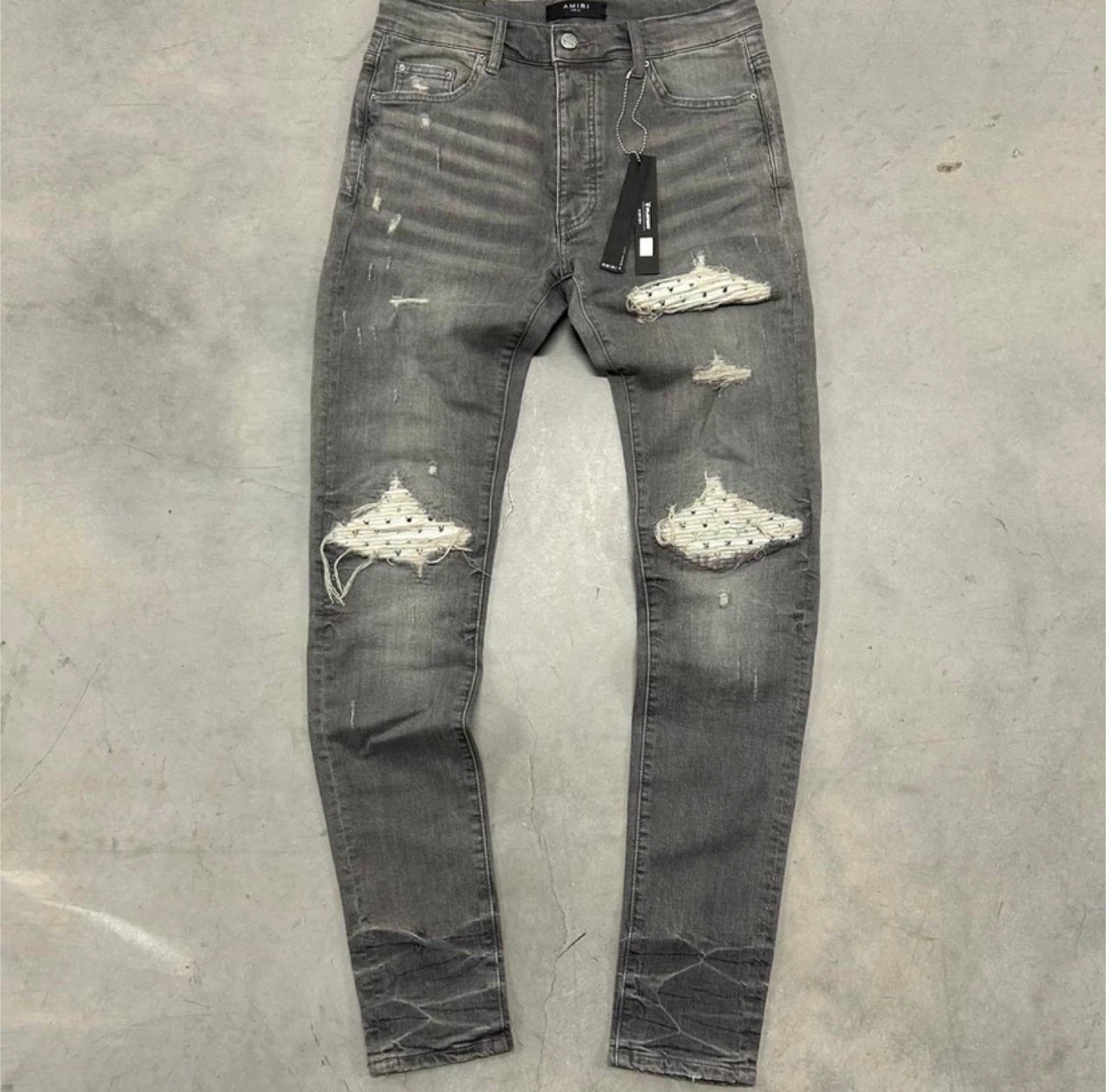 Amiri Grey Distressed Skinny Jeans - All Sizes