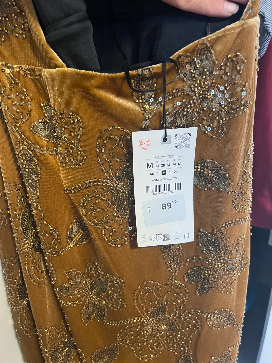Brown Beaded Velvet Halter Dress - Size M - photo 3