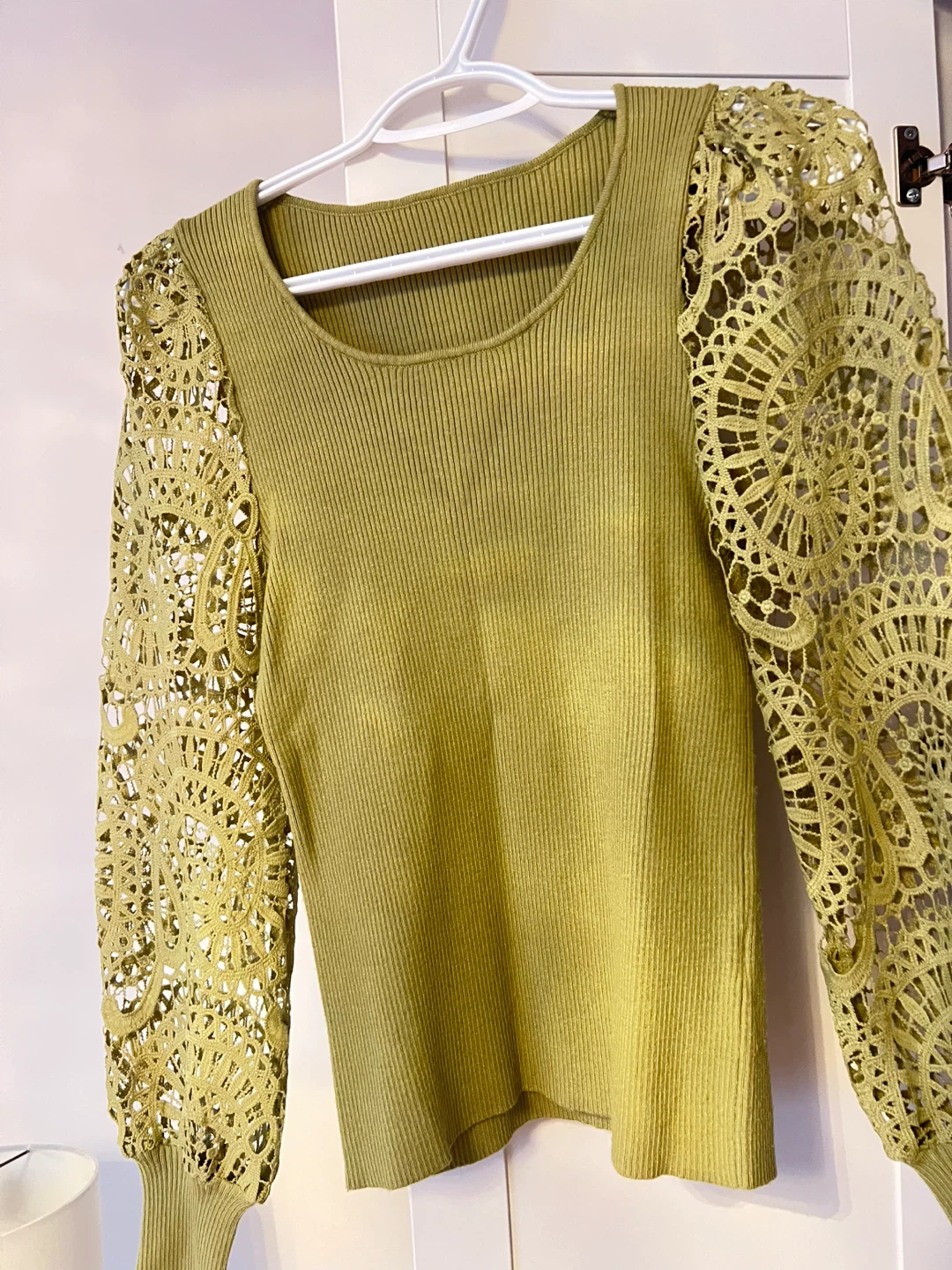 Women's Long Sleeve Lace Sleeve Sweater