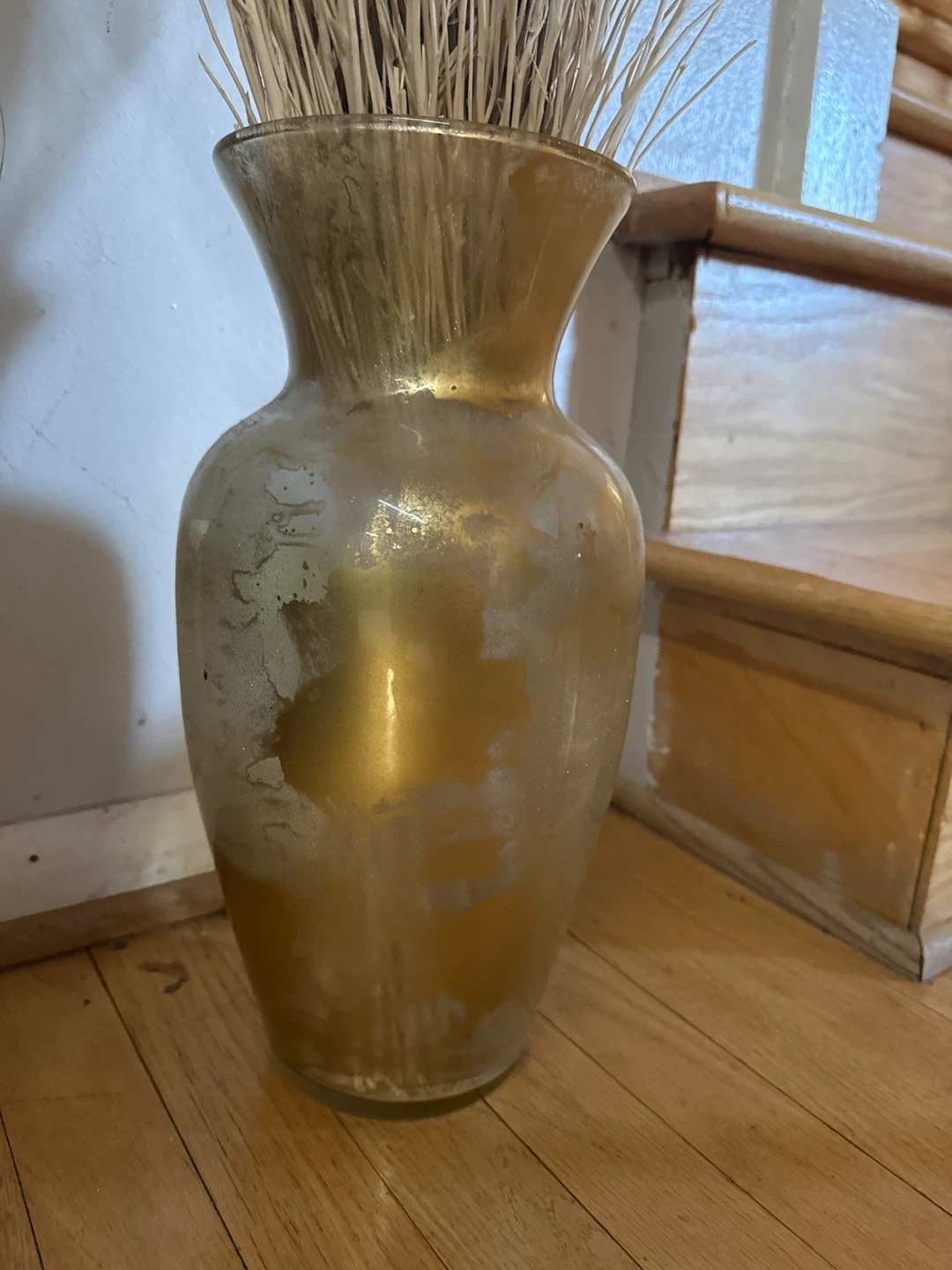 Gold Decorative Vase with Dried Floral Arrangement - photo 3