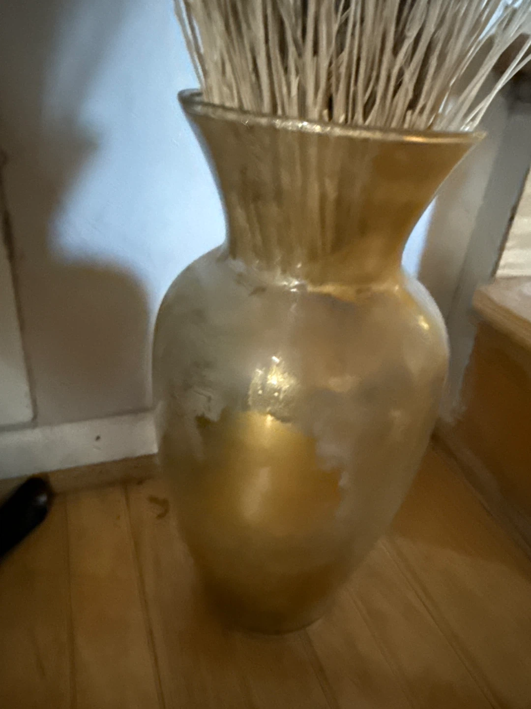 Gold Decorative Vase with Dried Floral Arrangement