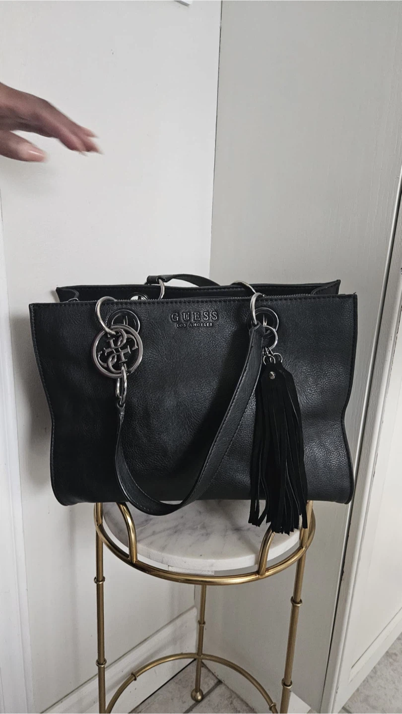 Black Guess Los Angeles Tote Bag with Tassel Accent - photo 2