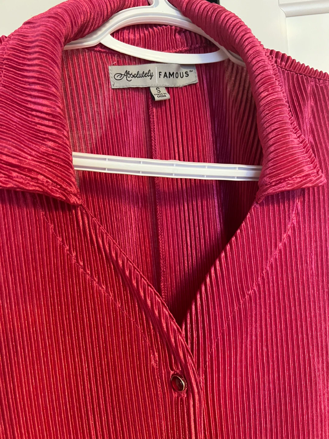 Absolutely Famous Women's Pink Pleated Blouse - Size S