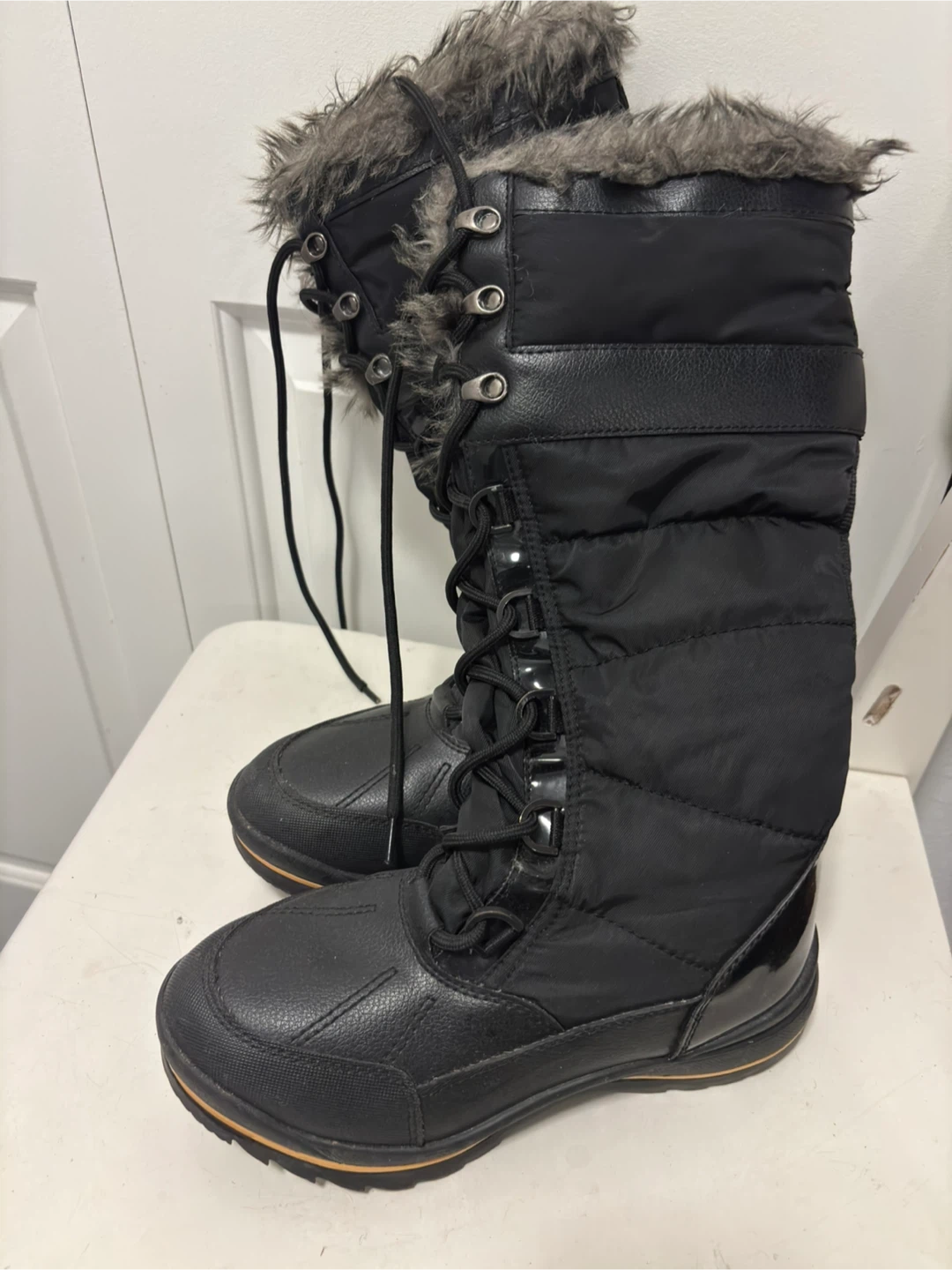 ALDO Waterproof Black Faux Fur Snow Boots