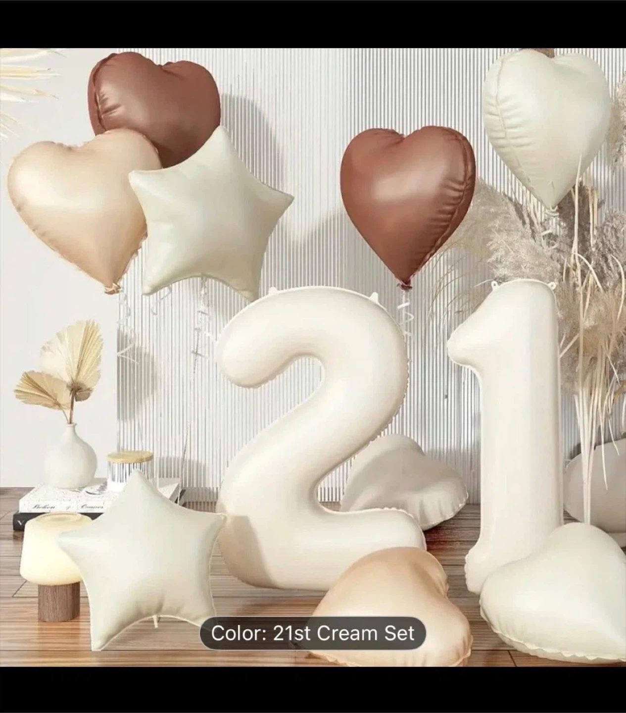 21st Cream Set Foil Balloon Decor