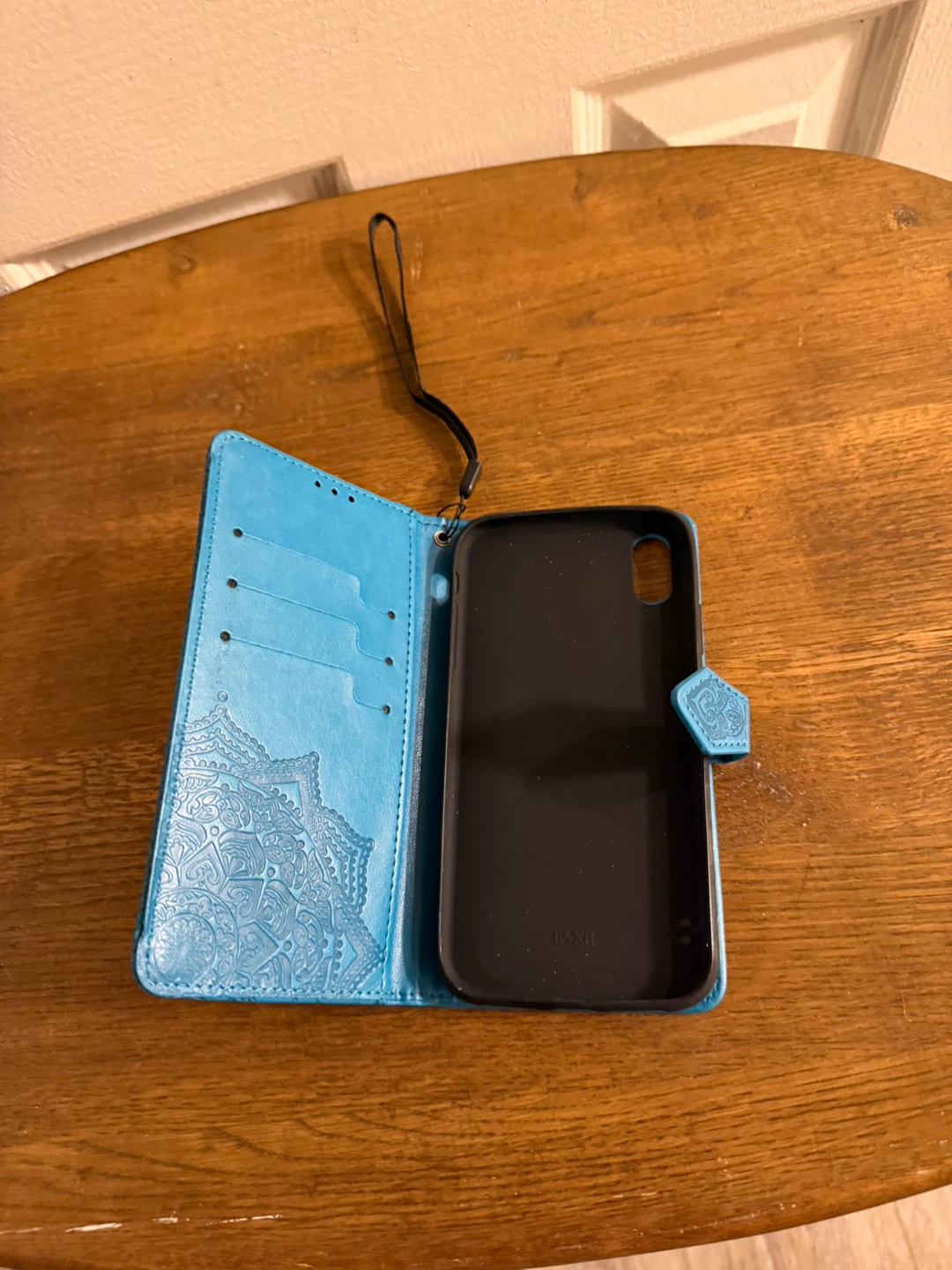 iPhone XS Blue Mandala Flip Wallet  Case with Wrist Strap - photo 2