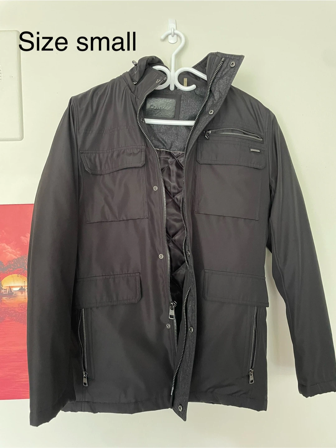 Calvin Klein Black Hooded Jacket - Size Small