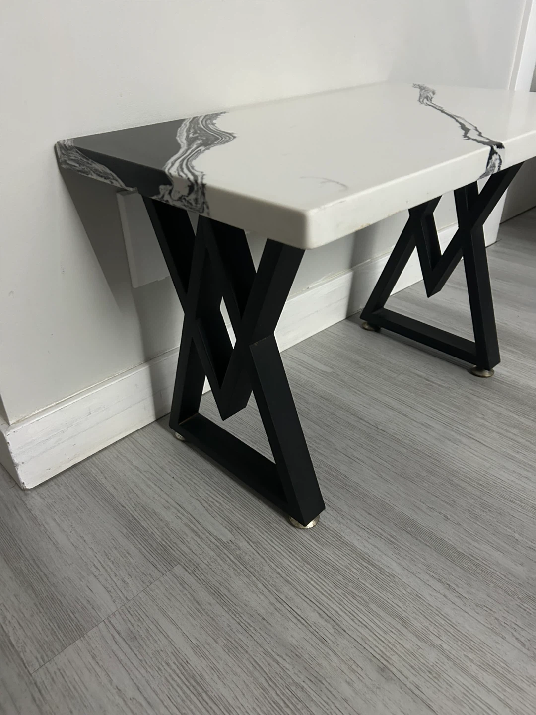 Modern Coffee Table with Marble Top and Black Metal Legs - photo 2