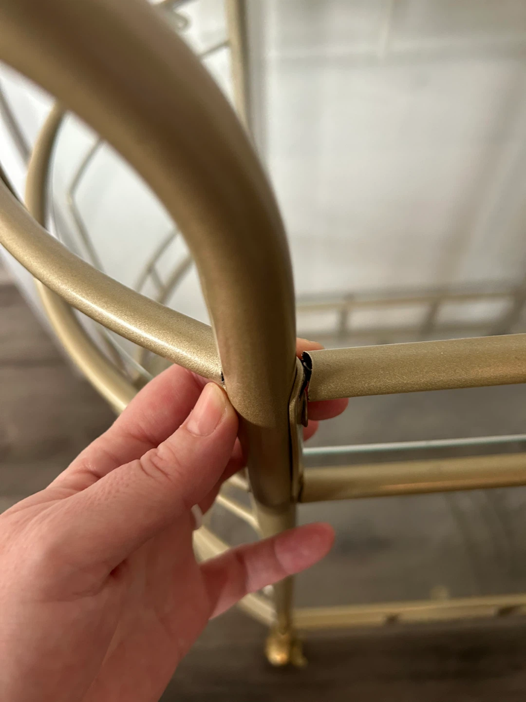 Two tier gold metal and glass bar cart - photo 4