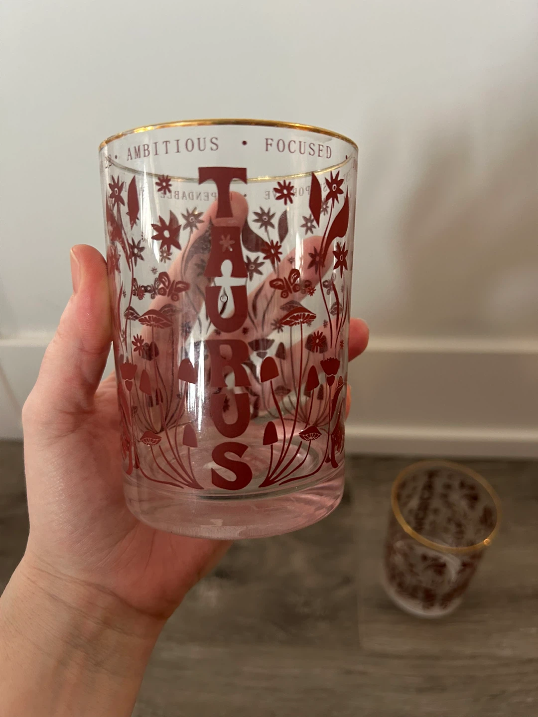 Set of 2 Zodiac "Taurus" Tumbler Glasses with Gold Rim - photo 2