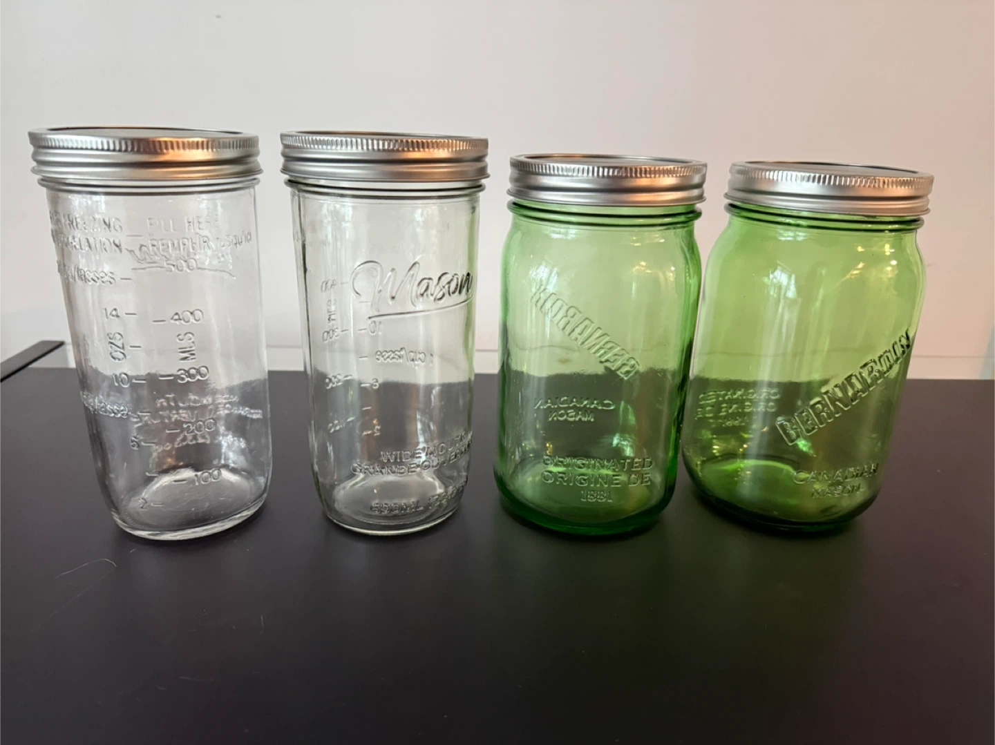 🥕 4 Mason Jars - 2 Clear, 2 Green - photo 2