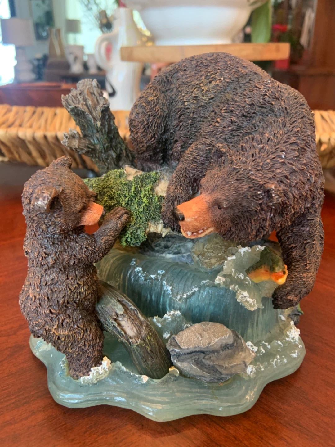 RESIN Bear Family Fishing Figurines