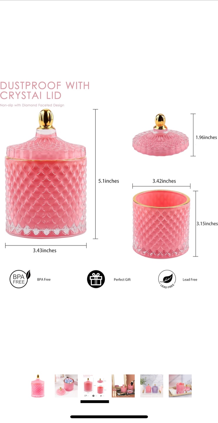 Pink Glass Candy Jar with Crystal Lid - photo 3
