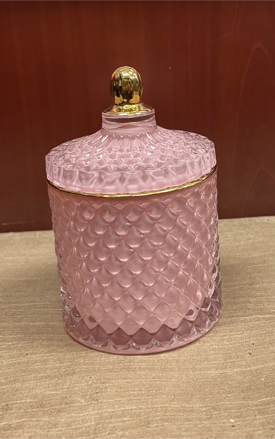 Pink Glass Candy Jar with Crystal Lid - photo 4