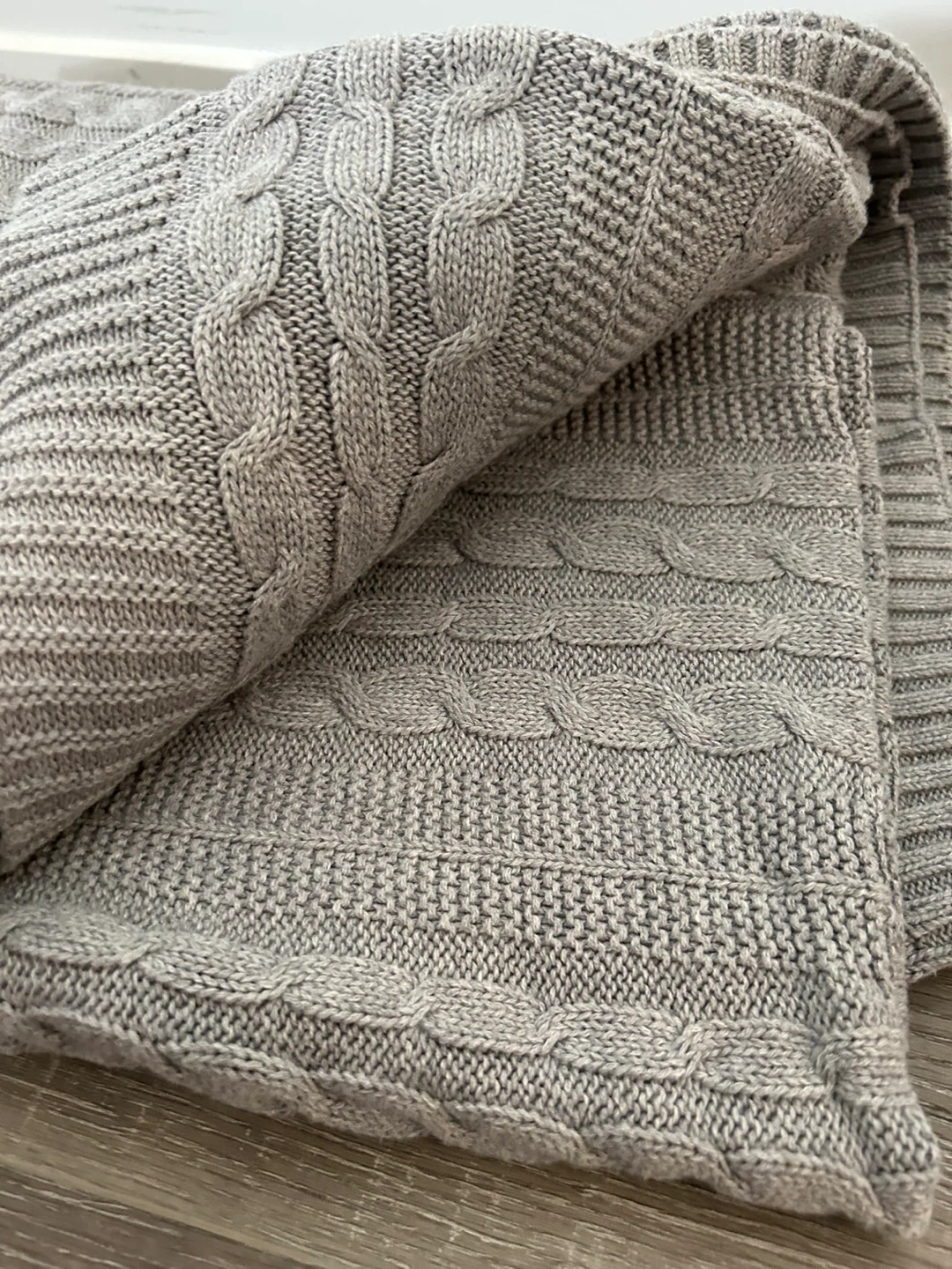100% organic fair trade cotton grey throw blanket - photo 4