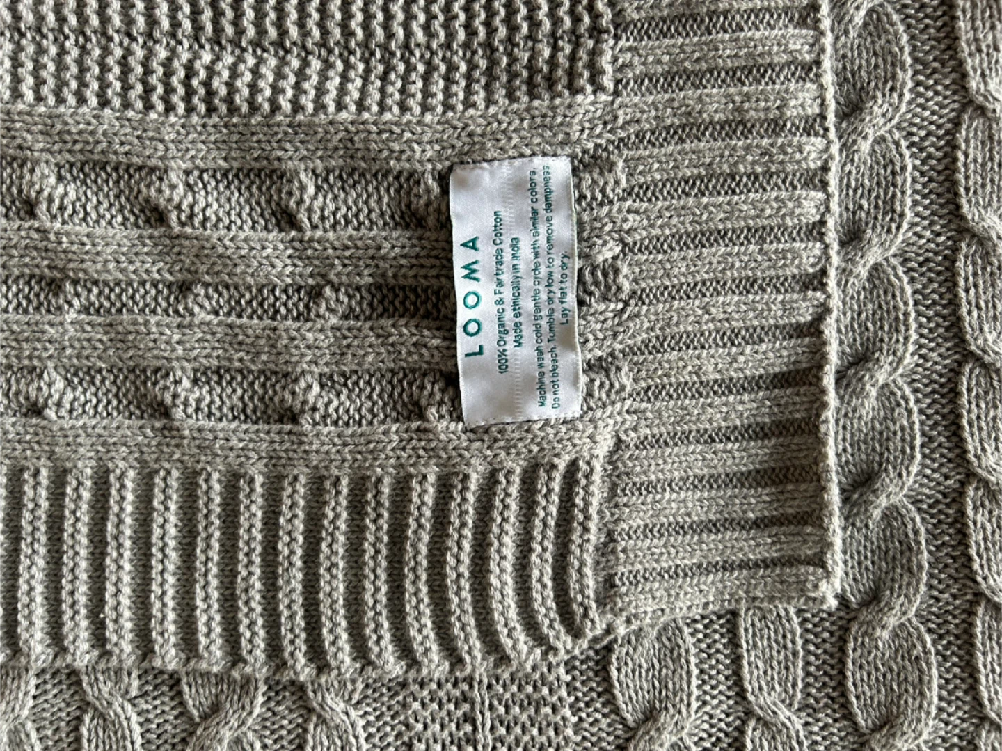 100% organic fair trade cotton grey throw blanket - photo 2