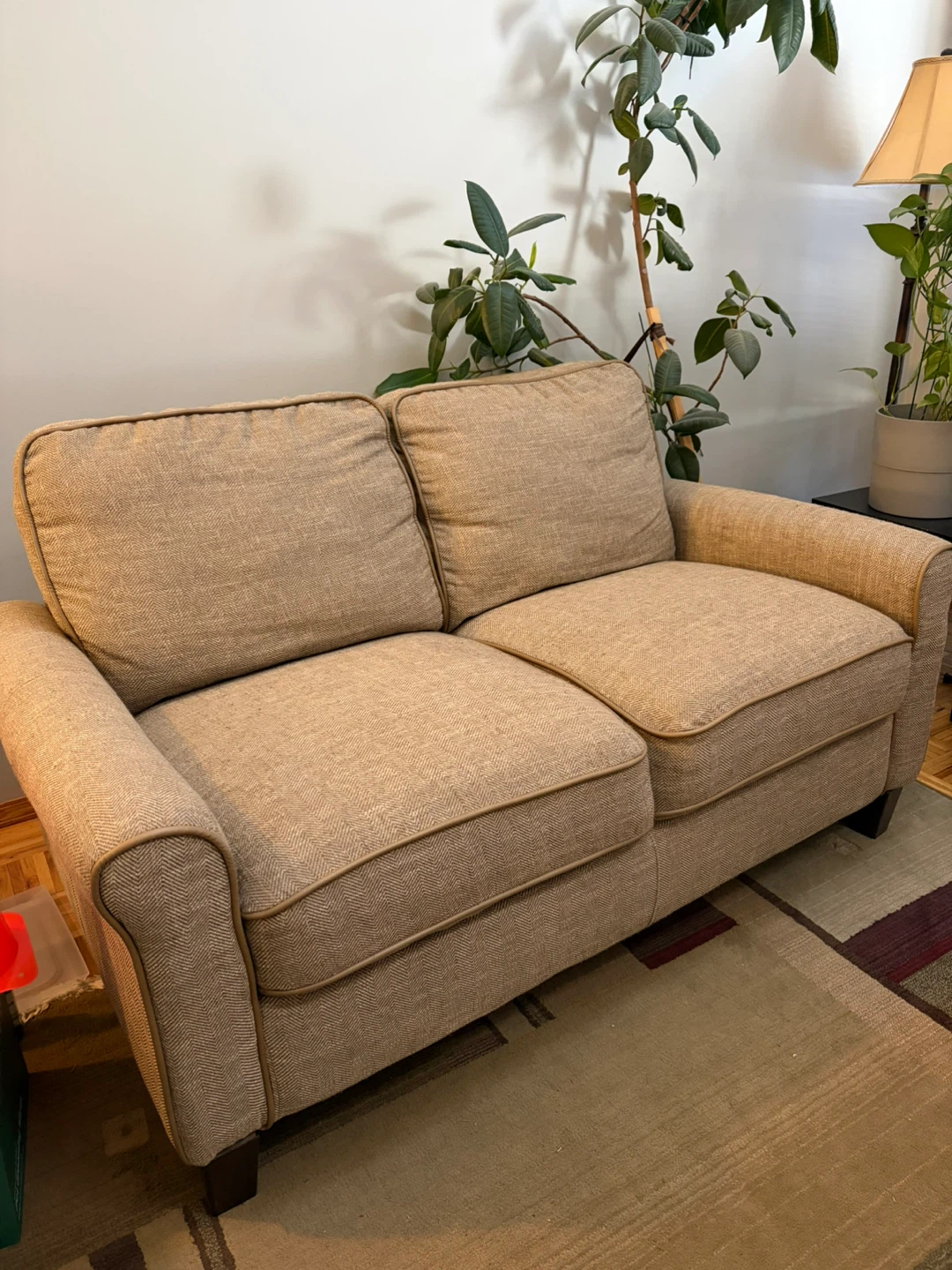 Light Brown Two-Seater Sofa and matching chair - photo 2