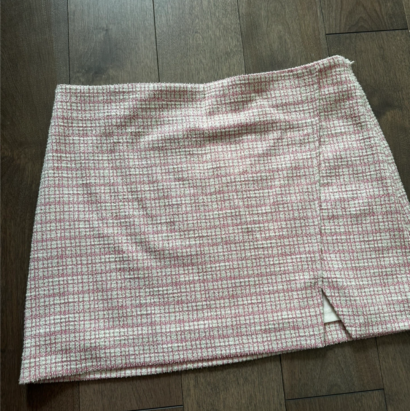 WAYF Tweed Mini Skirt - Pink/White - Size M