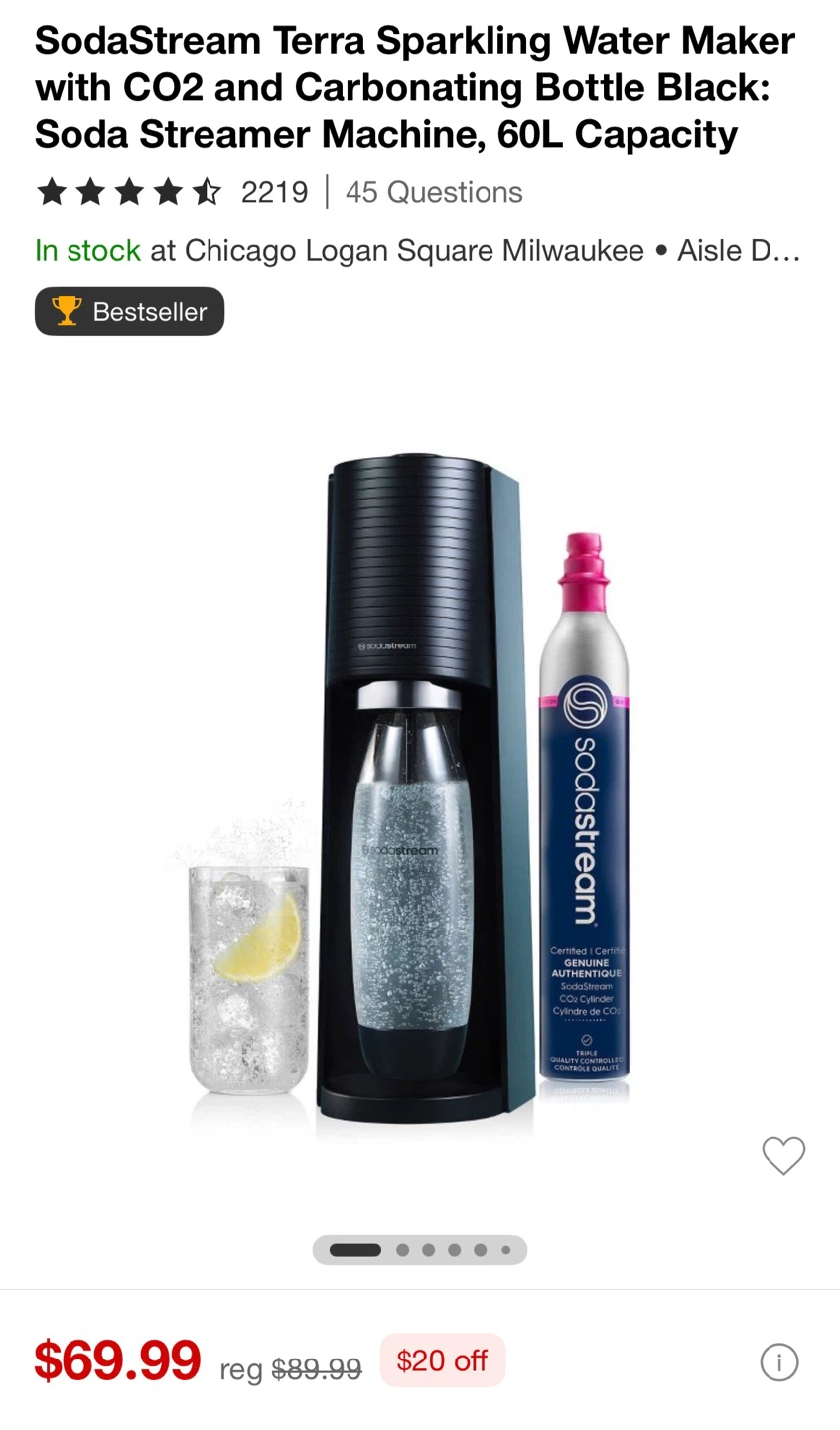 SodaStream Terra Sparkling Water/ Soda Maker with 3 Bottles - photo 2