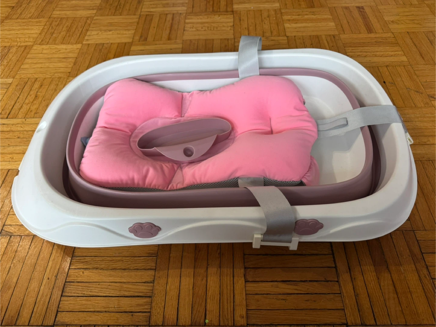 Collapsible Baby Bathtub with Pink Bath Cushion - photo 2