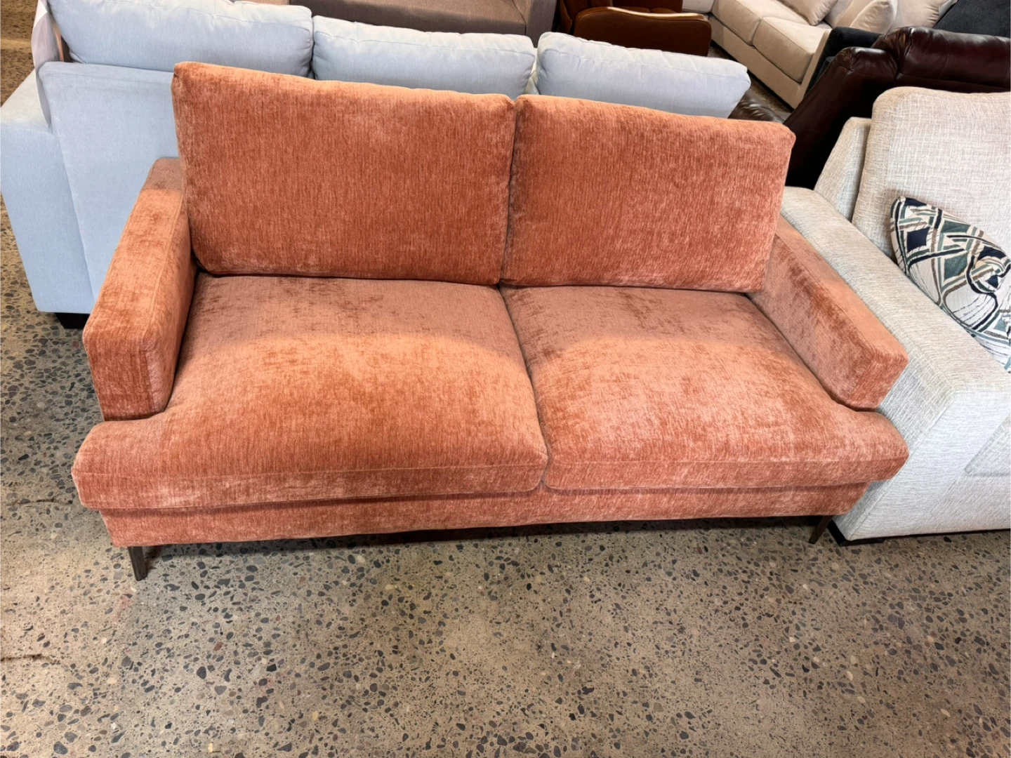 Orange Fabric Loveseat - photo 3