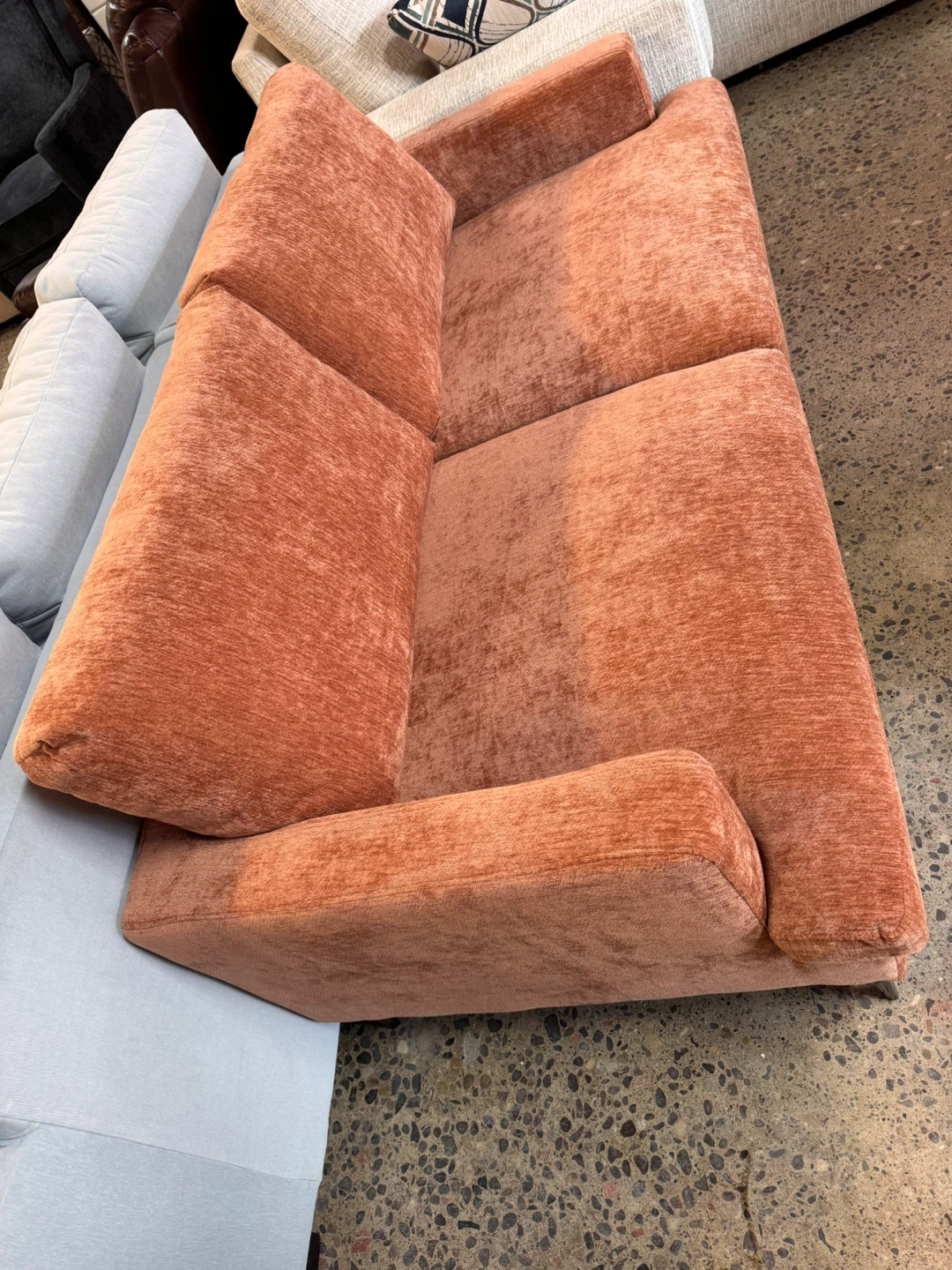 Orange Fabric Loveseat - photo 2
